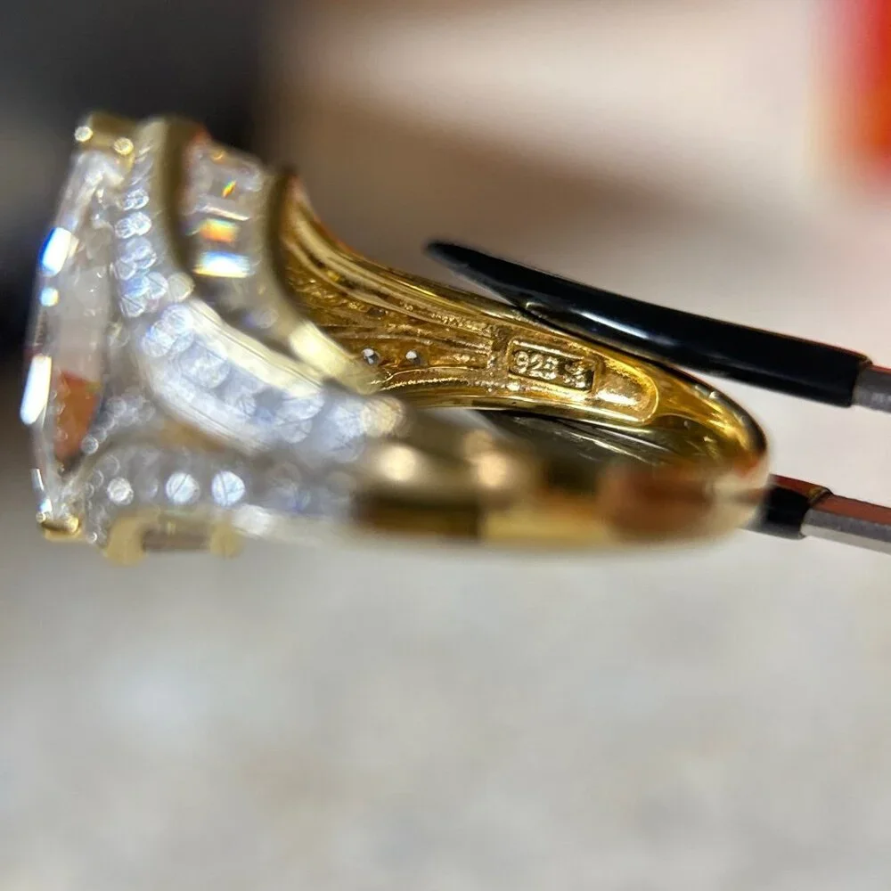Dazzling 925 Gold Vermeil Cz Ring‎